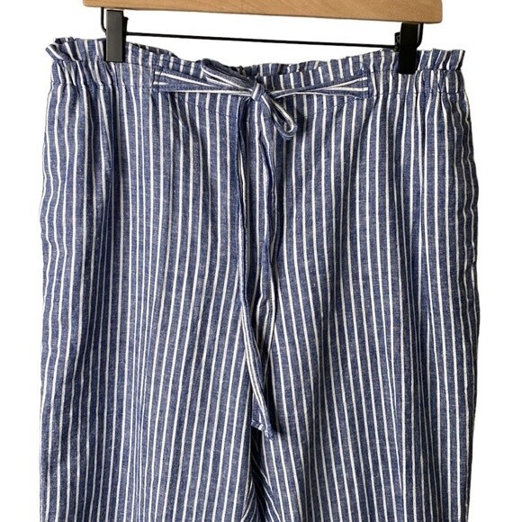 Beachlunchlounge Giavanna Stripe Linen Cotton Tie Pull On Beach Pants Cerulean - Picture 3 of 15